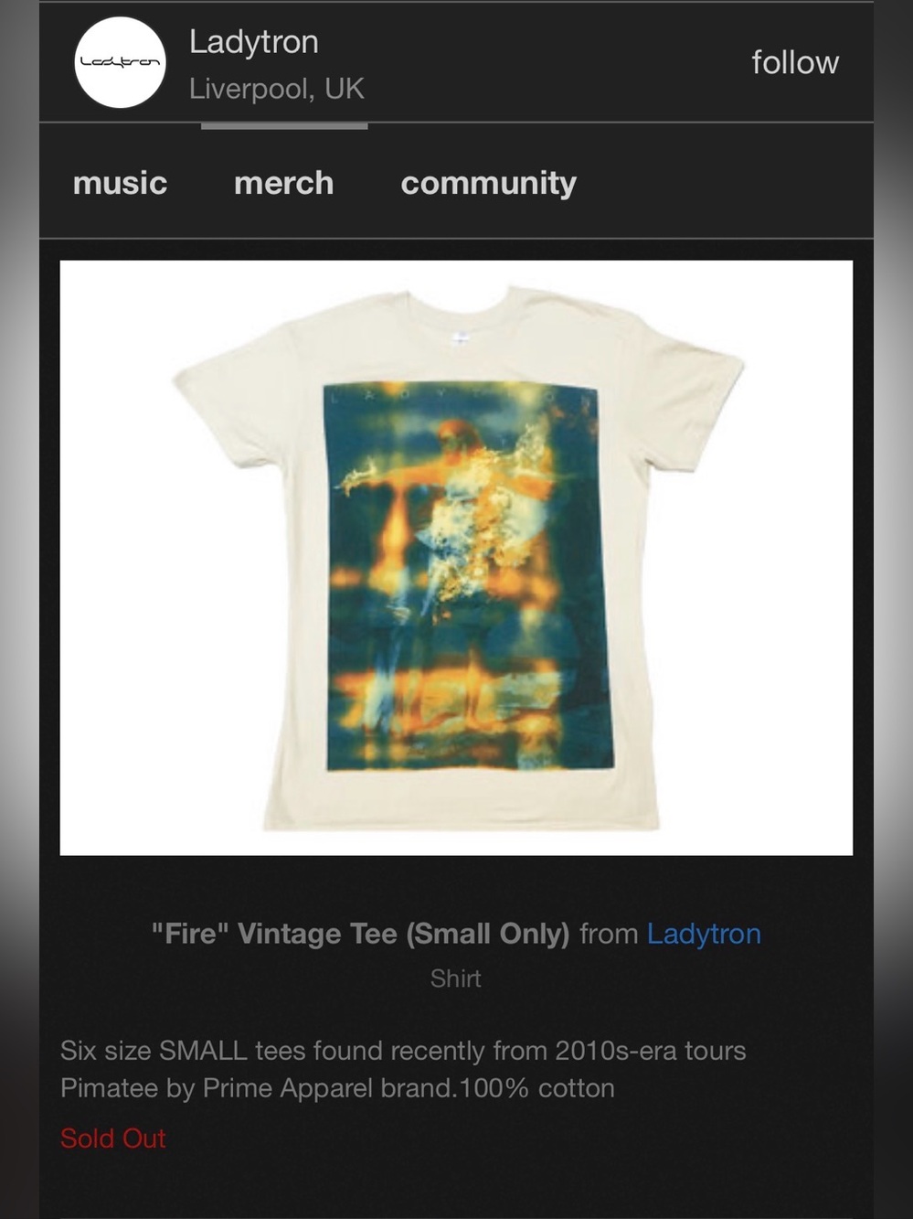 *rare* Official Ladytron Fire Shirt Sz S